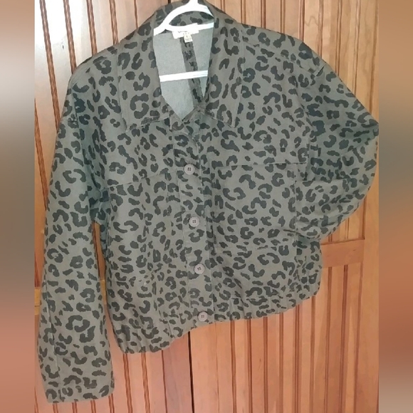 Umgee denim leopard print jacket - Picture 7 of 9